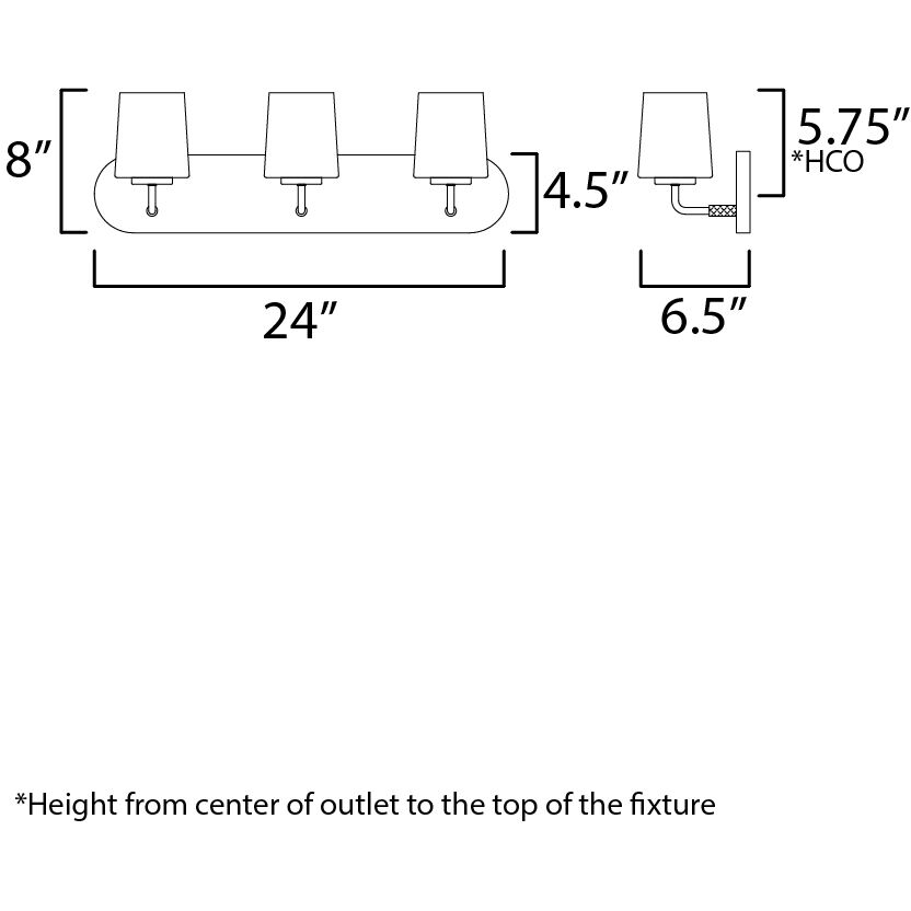 Durham 3 Light 24 inch Polished Chrome Bath Vanity Wall Light