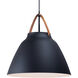 Nordic 1 Light 19 inch Tan Leather and Black Single Pendant Ceiling Light