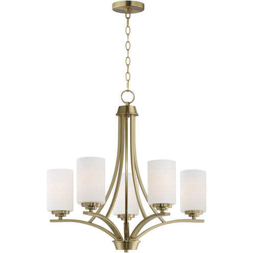 Deven 5 Light 24 inch Satin Brass Single-Tier Chandelier Ceiling Light