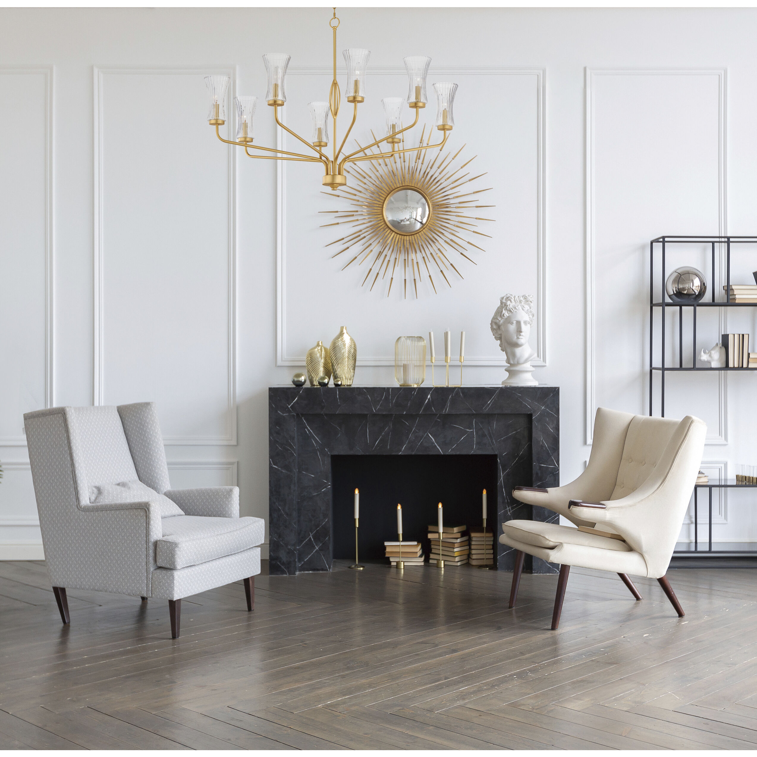 Camelot 8 Light 42 inch Natural Aged Brass Chandelier Ceiling Light