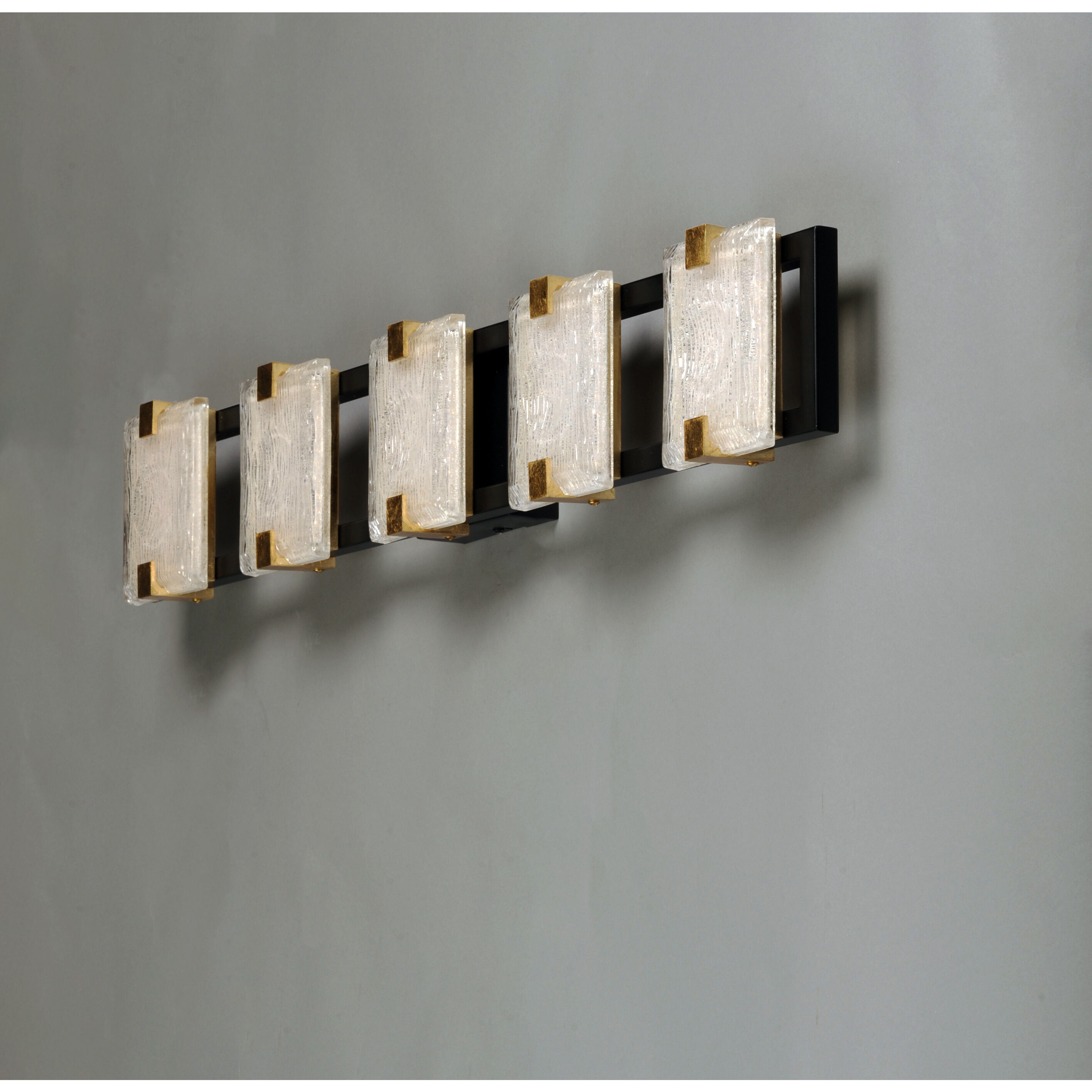 Radiant LED 35 inch Black/Gold Leaf Bath Vanity Wall Light