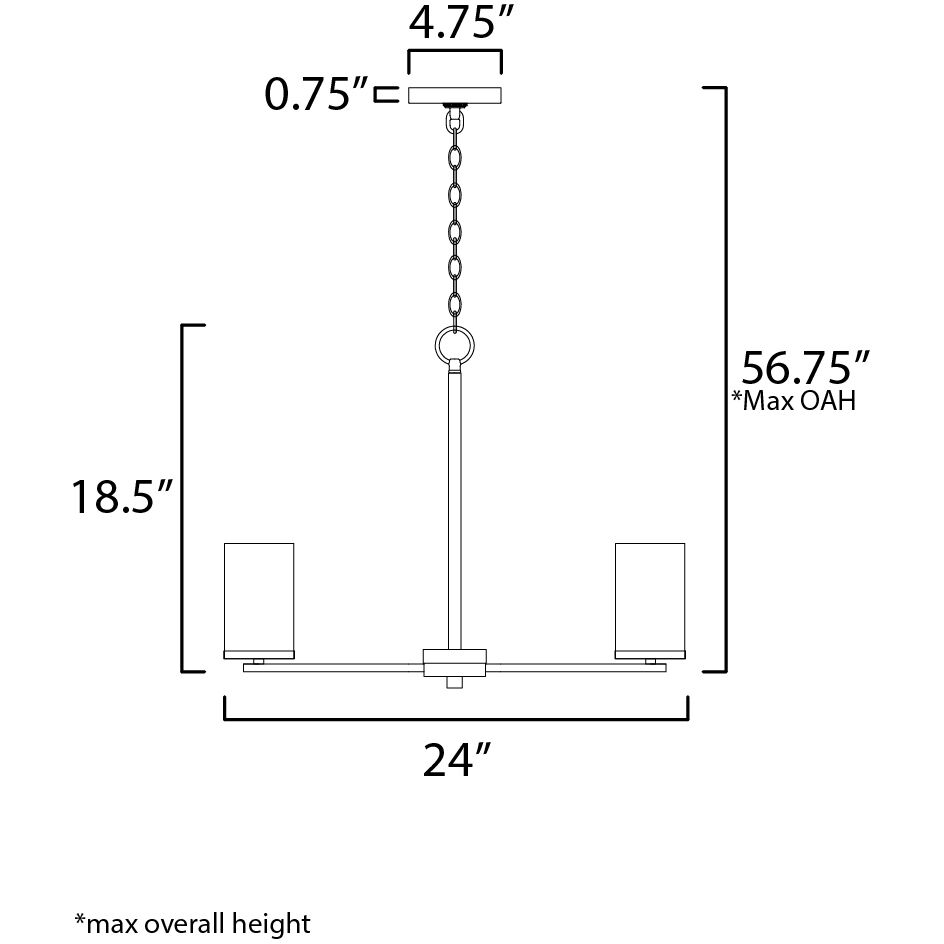 Lateral 5 Light 24 inch Satin Nickel Chandelier Ceiling Light