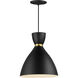 Carillon 1 Light 10.5 inch Black with Satin Brass Mini Pendant Ceiling Light in Black and Satin Brass