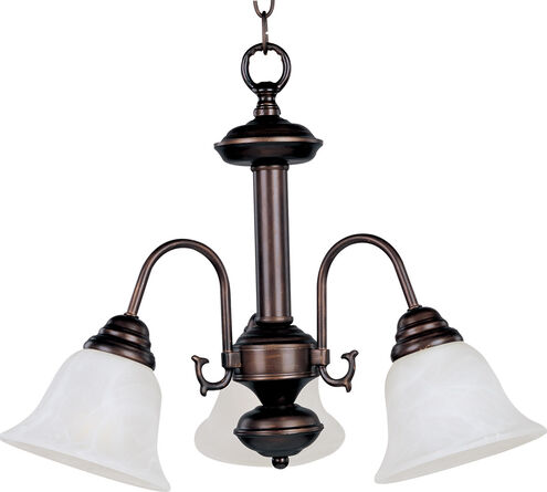 Malaga 3 Light 20 inch Oil Rubbed Bronze Mini Chandelier Ceiling Light in Marble