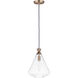 Abbott 1 Light 12.5 inch Weathered Oak and Antique Brass Single Pendant Ceiling Light
