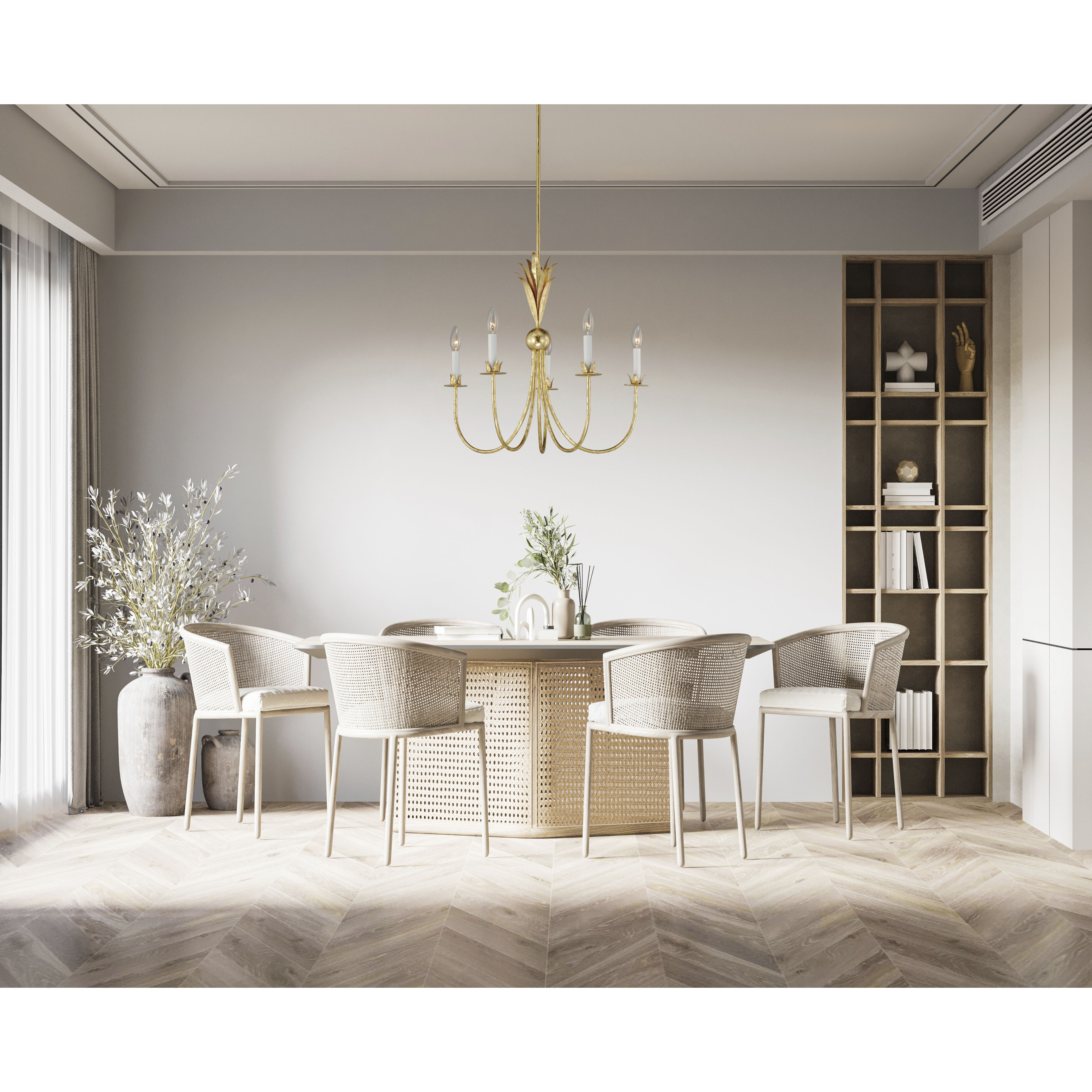 Paloma 5 Light 26 inch Gold Leaf Chandelier Ceiling Light 