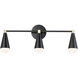 Lovell 3 Light 24 inch Black/Satin Brass Bath Vanity Wall Light in Incandescent
