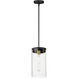 Pinn 1 Light 8 inch Black and Satin Brass Single Pendant Ceiling Light