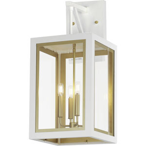 Neoclass 4 Light 29 inch White and Gold Outdoor Wall Mount