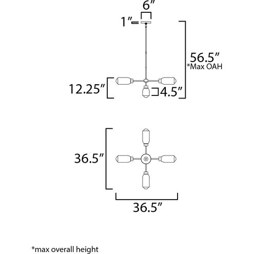 Pompeii 5 Light 36.5 inch Lava and Black Chandelier Ceiling Light