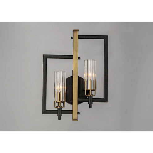 Flambeau 2 Light 13 inch Black/Antique Brass ADA Wall Sconce Wall Light