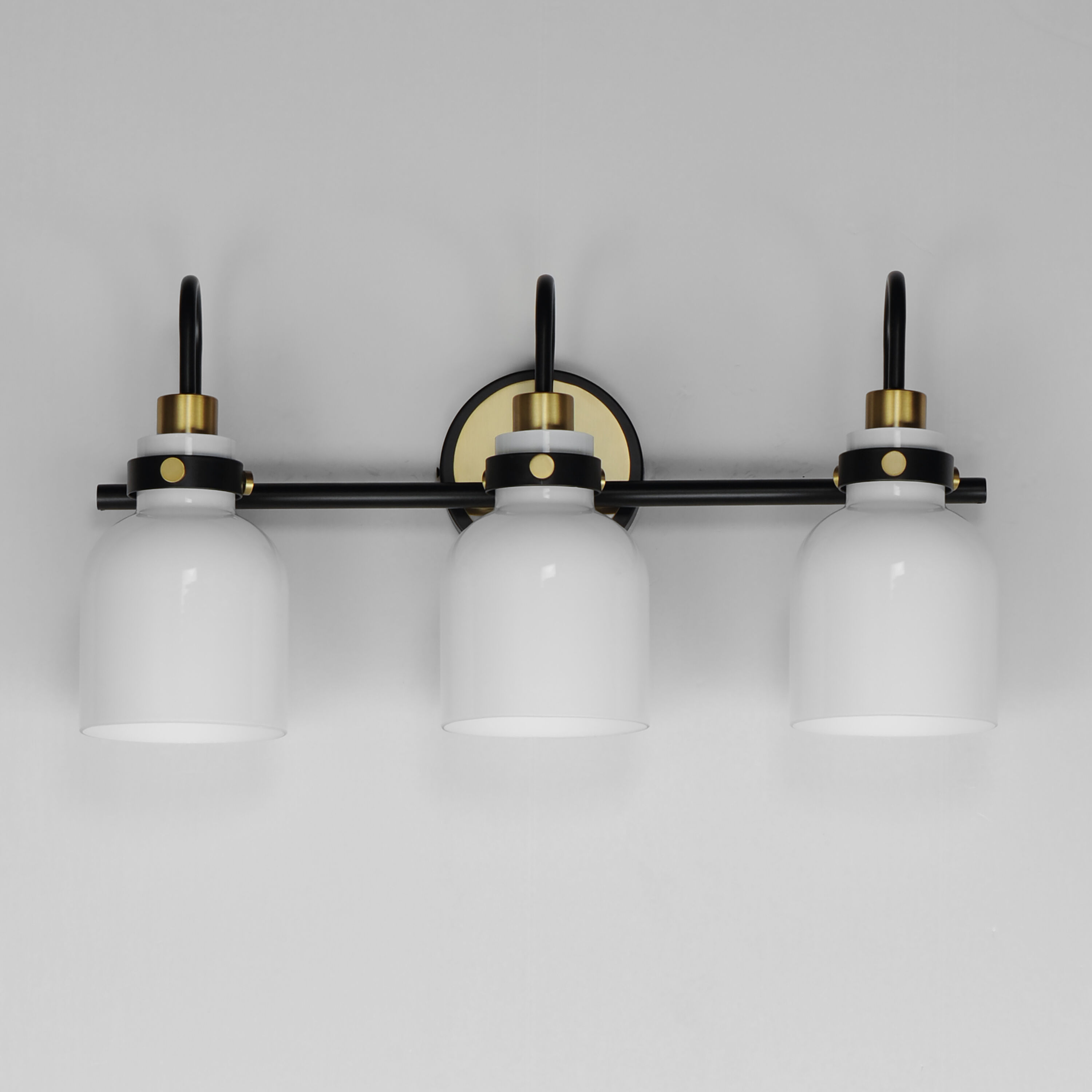 Milk 3 Light 22 inch Satin Brass Bath Vanity Light Wall Light in Black and Satin Brass