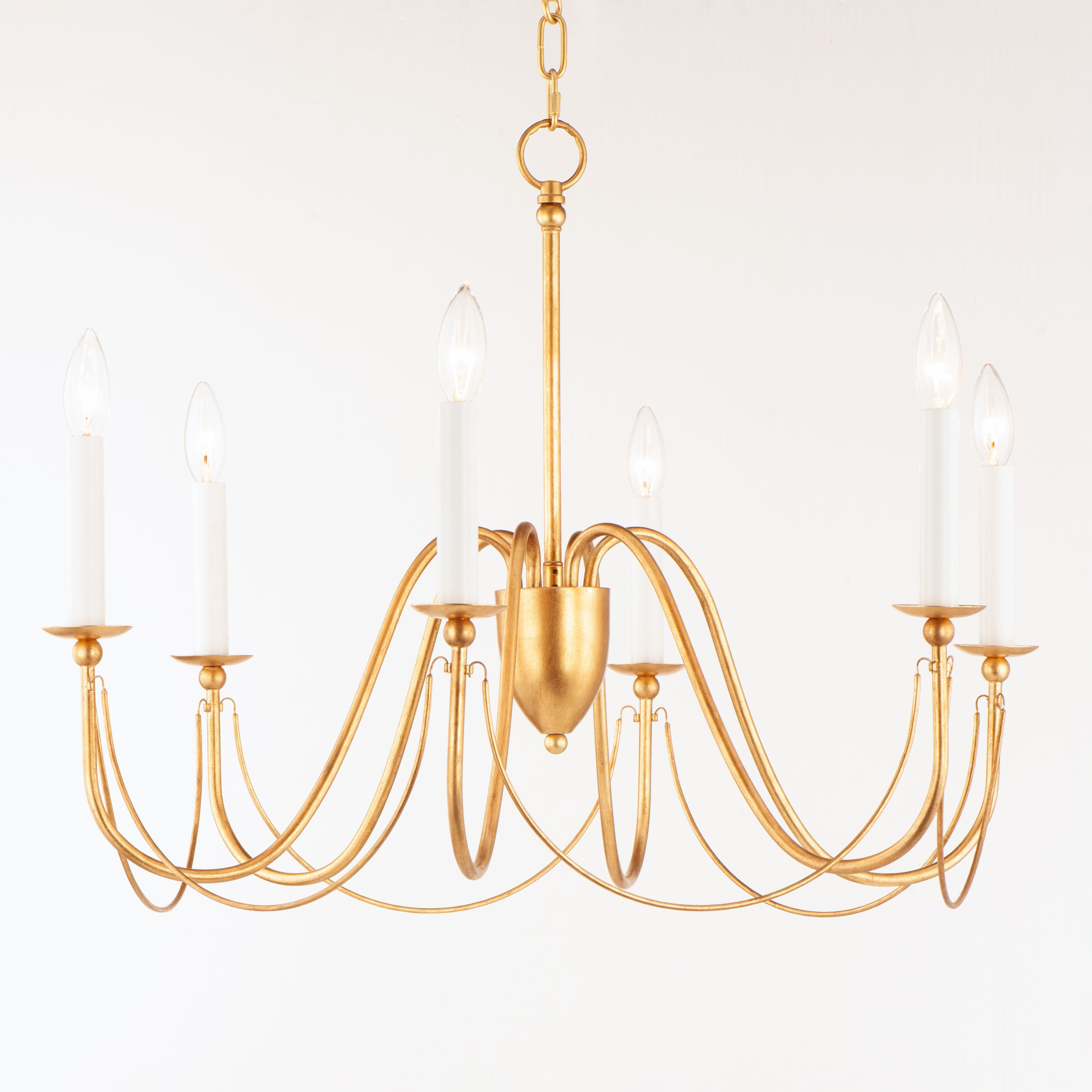 Plumette 6 Light 28 inch Gold Leaf Chandelier Ceiling Light