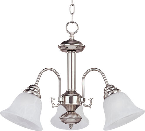 Malaga 3 Light 20 inch Satin Nickel Mini Chandelier Ceiling Light in Marble