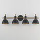 Dusk 4 Light 33.25 inch Black and Antique Brass Bath Vanity Wall Light