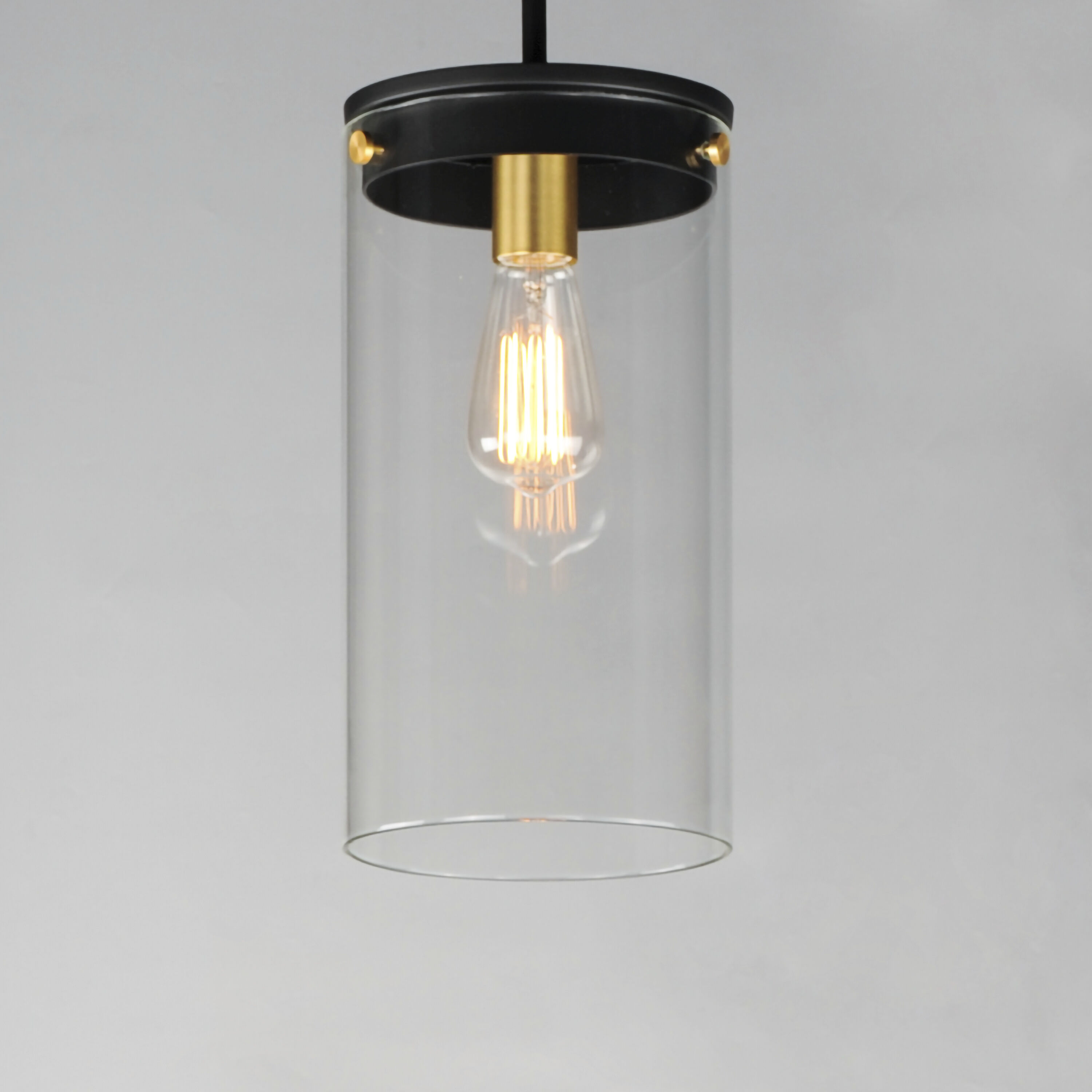 Pinn 1 Light 8 inch Black/Satin Brass Single Pendant Ceiling Light