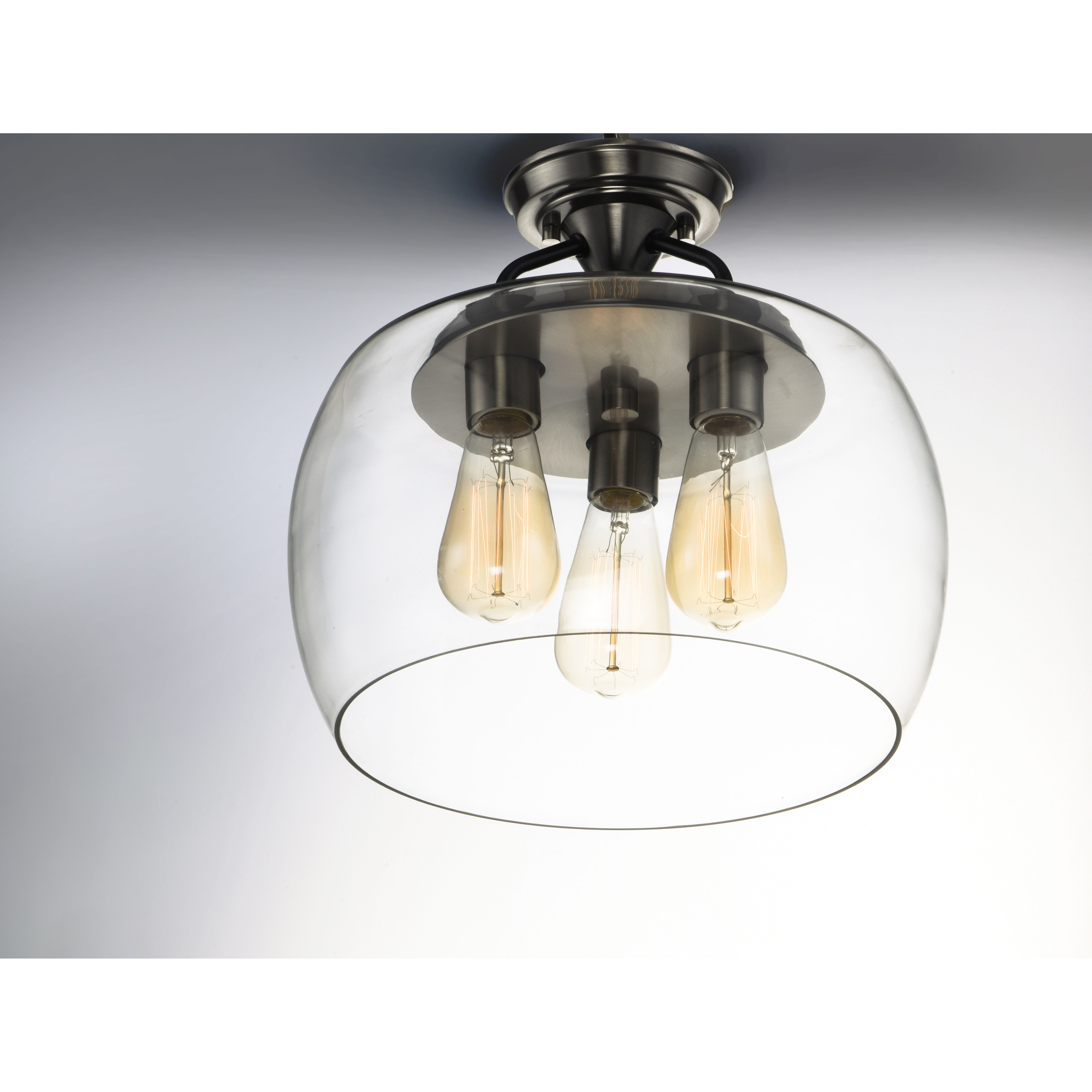 Goblet 3 Light 14 inch Black/Satin Nickel Semi-Flush Mount Ceiling Light in Black and Satin Nickel