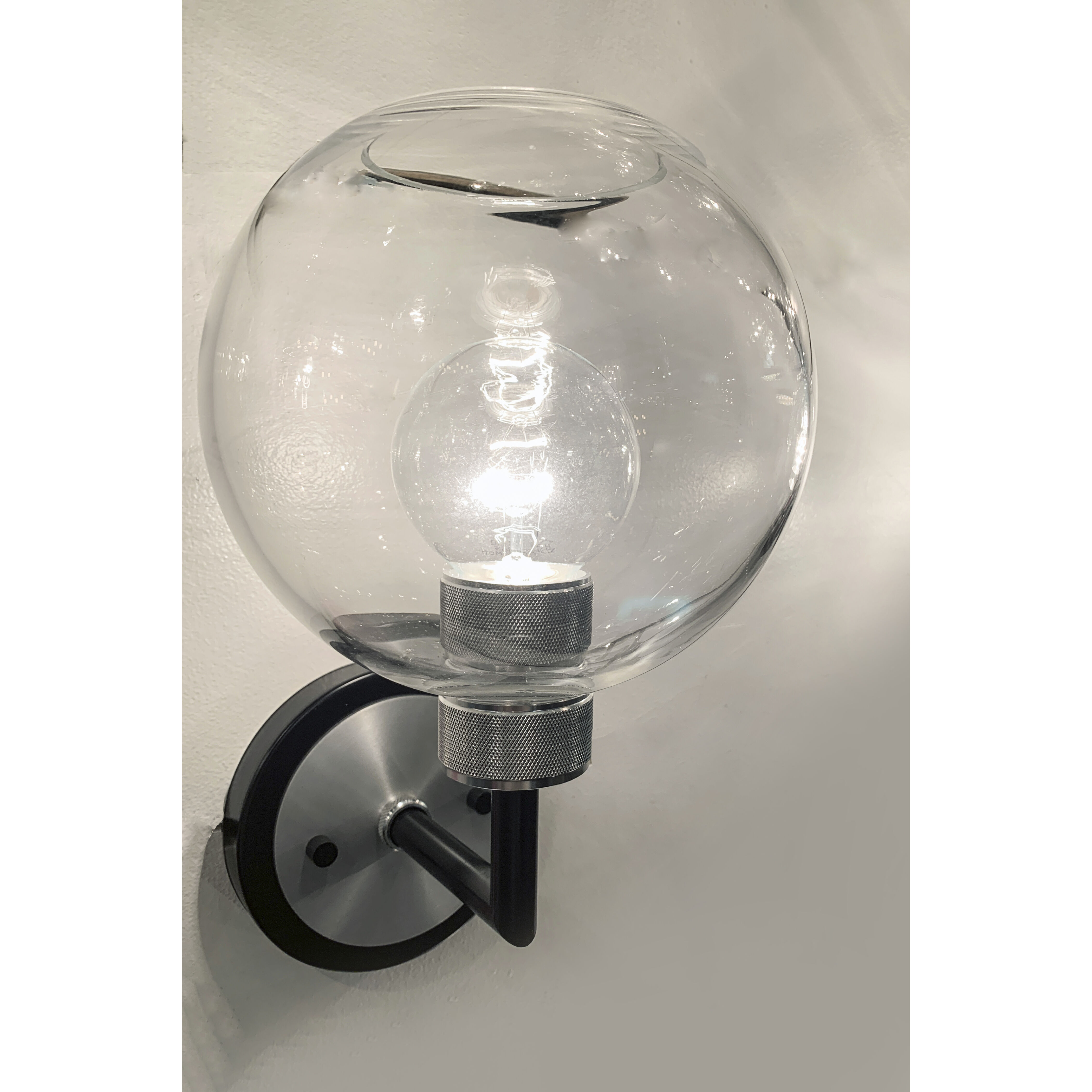 Vessel 1 Light 7 inch Black/Brushed Aluminum Bath Vanity Wall Light