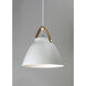 Nordic 1 Light 14.25 inch Tan Leather and White Single Pendant Ceiling Light
