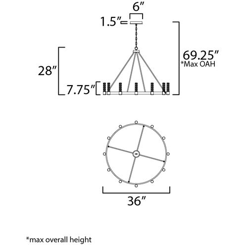 Duchess LED 36 inch Natural Aged Brass Chandelier Ceiling Light