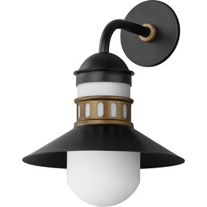 Admiralty 1 Light 16.75 inch Black and Antique Brass Outdoor Wall Mount
