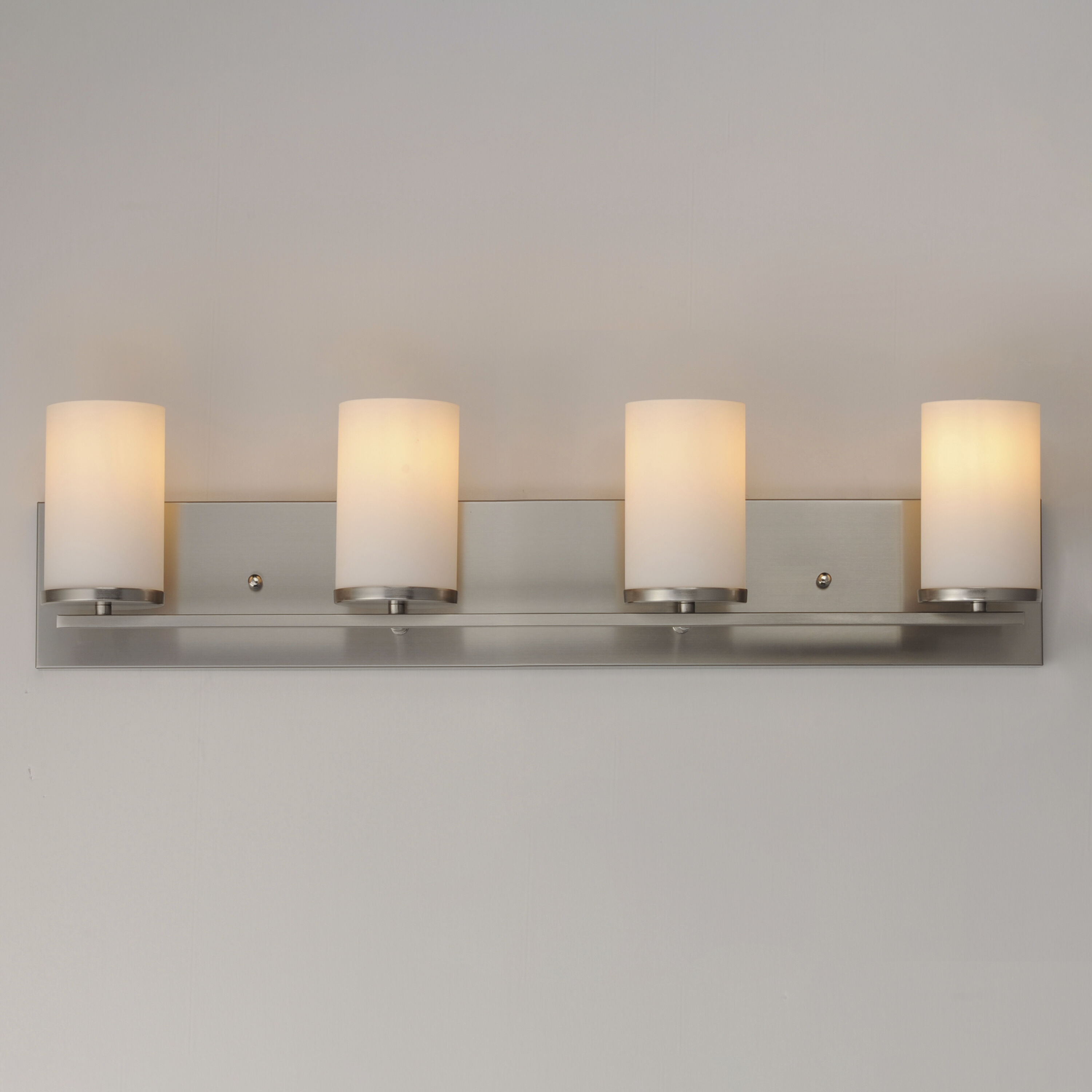 Lateral 4 Light 30 inch Satin Nickel Bath Vanity Wall Light in Satin White