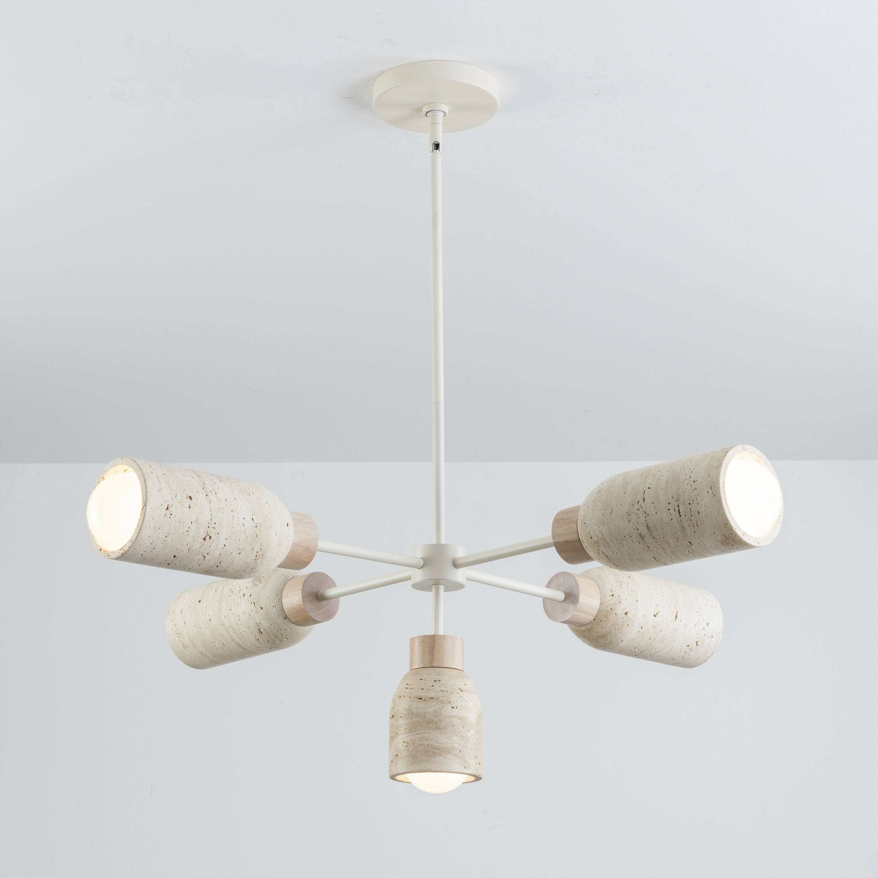 Pompeii 5 Light 36.5 inch Travertine and Oyster Chandelier Ceiling Light