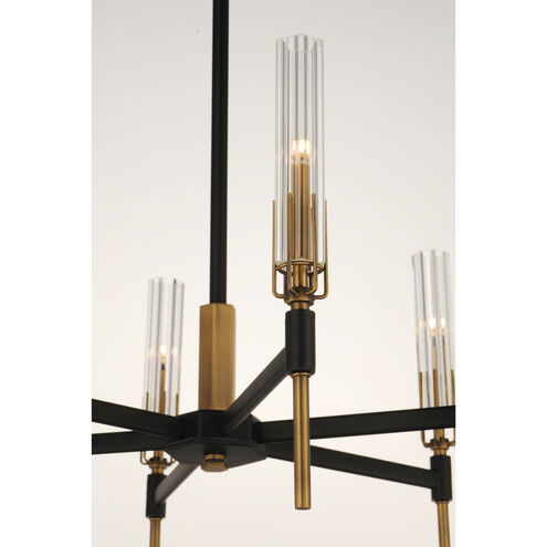 Flambeau LED 25 inch Black/Antique Brass Chandelier Ceiling Light