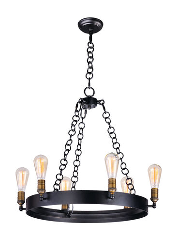 Noble 6 Light 26 inch Black/Natural Aged Brass Chandelier Ceiling Light in MB ST64 Incandescent