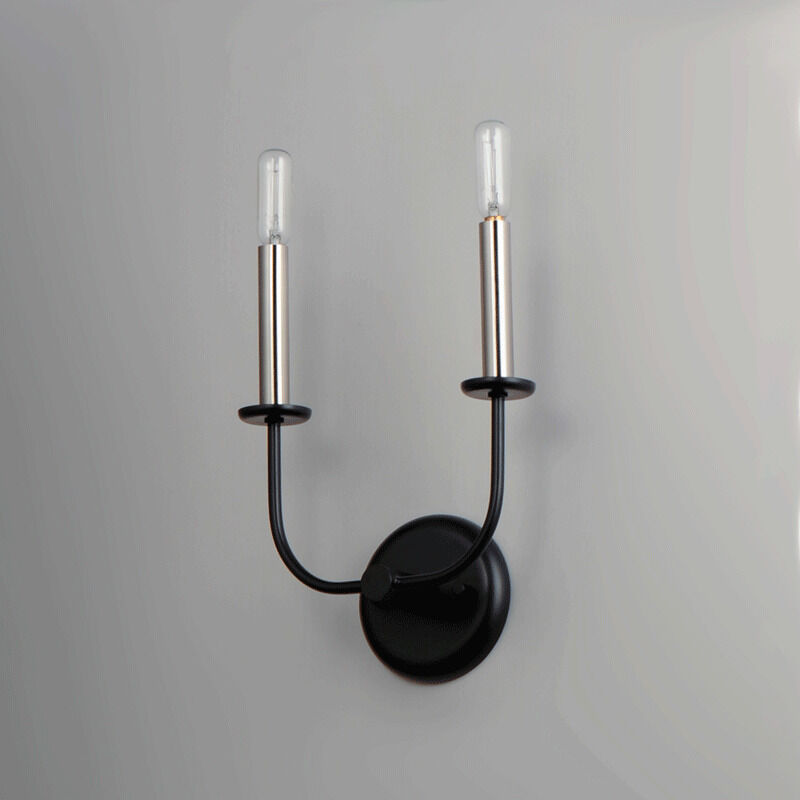 Wesley Wall Sconce Wall Light in Black and Satin Nickel