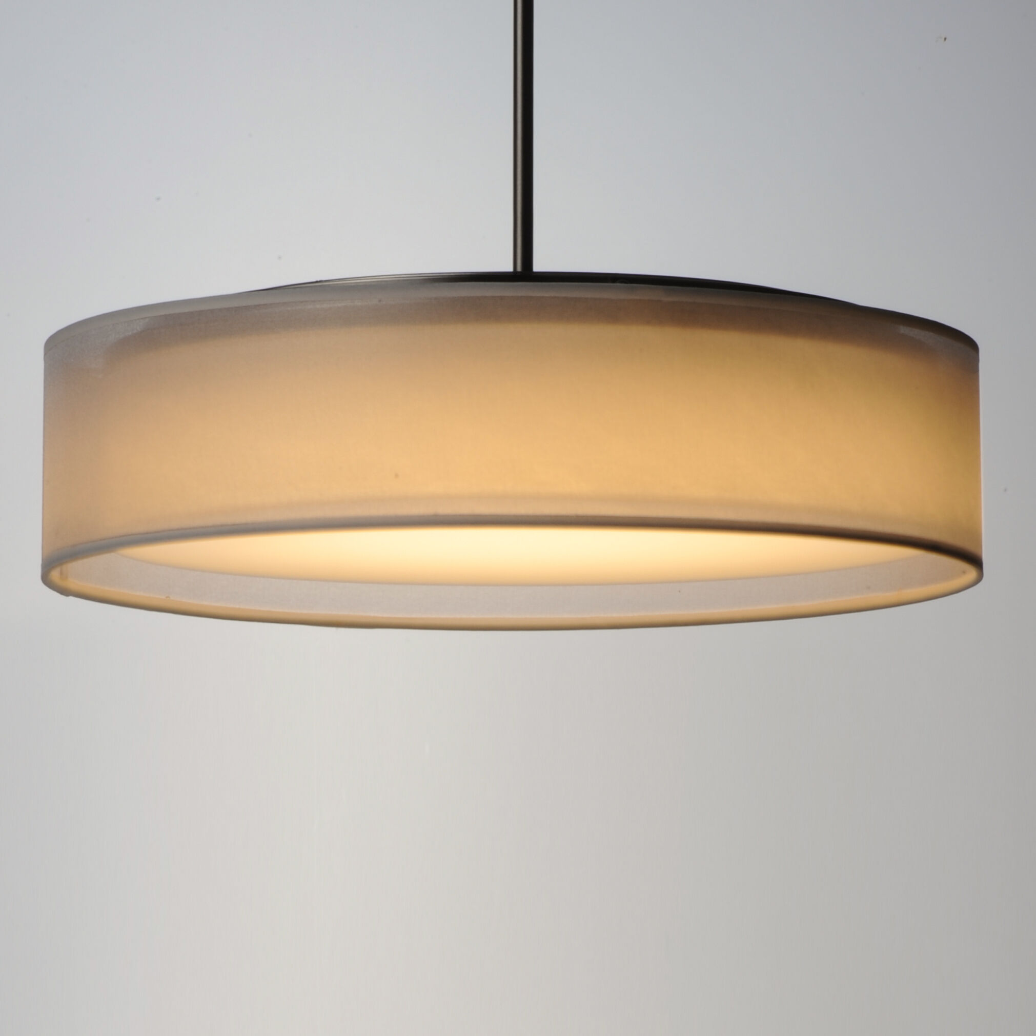 Prime LED 16 inch Satin Nickel Single Pendant Ceiling Light in White Organza