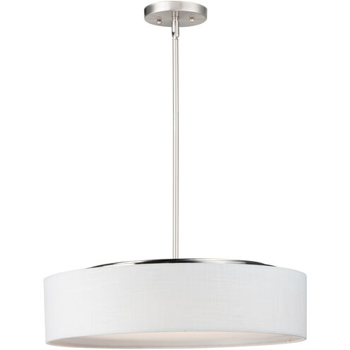 Prime LED 20 inch Satin Nickel Single Pendant Ceiling Light in White Linen