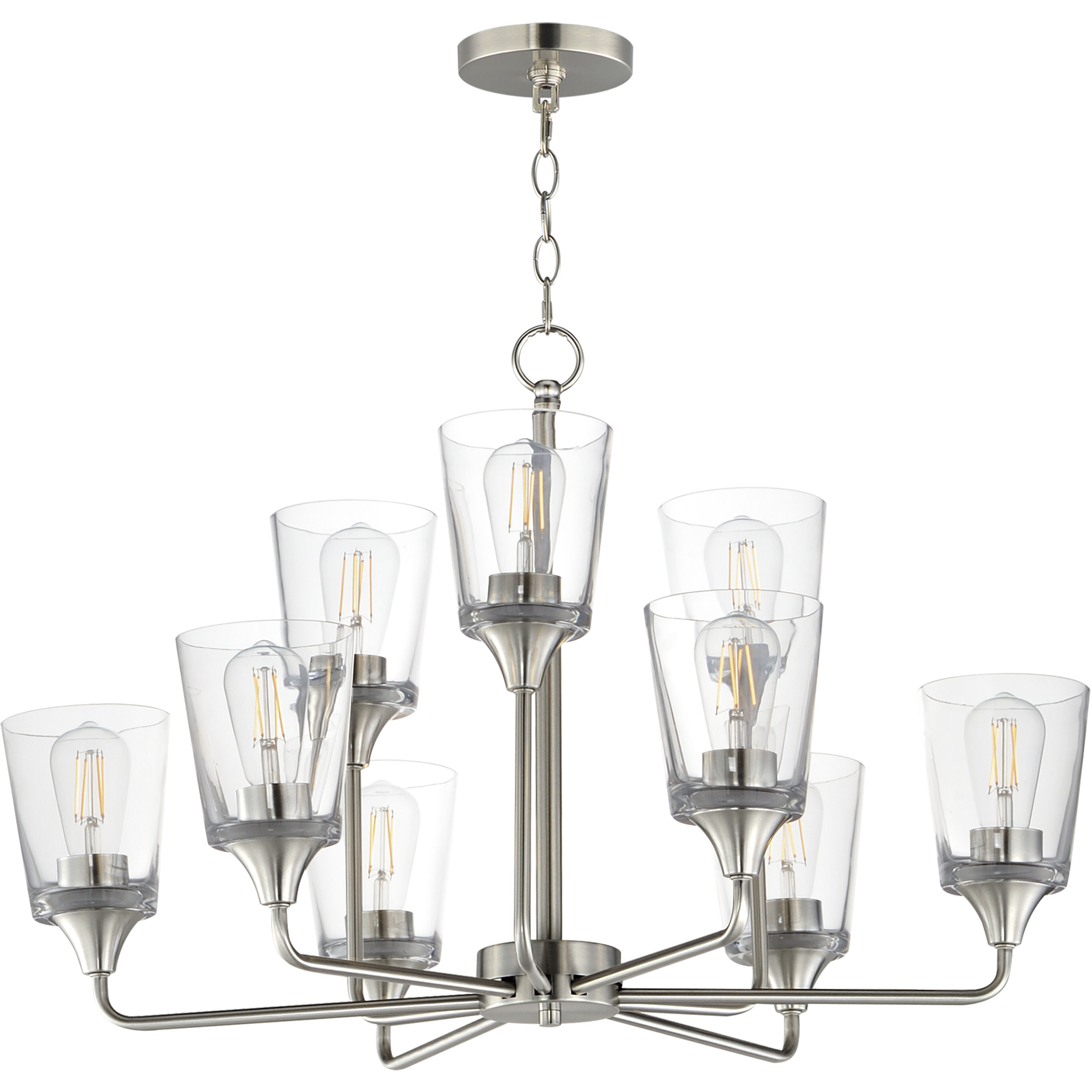 Hudson 9 Light 30 inch Satin Nickel Multi-Tier Chandelier Ceiling Light in Clear