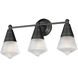 Hargreaves 3 Light 24 inch Black Bath Vanity Wall Light