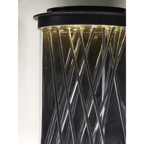 Bedazzle LED 11 inch Texture Ebony/Polished Chrome Outdoor Wall Lantern
