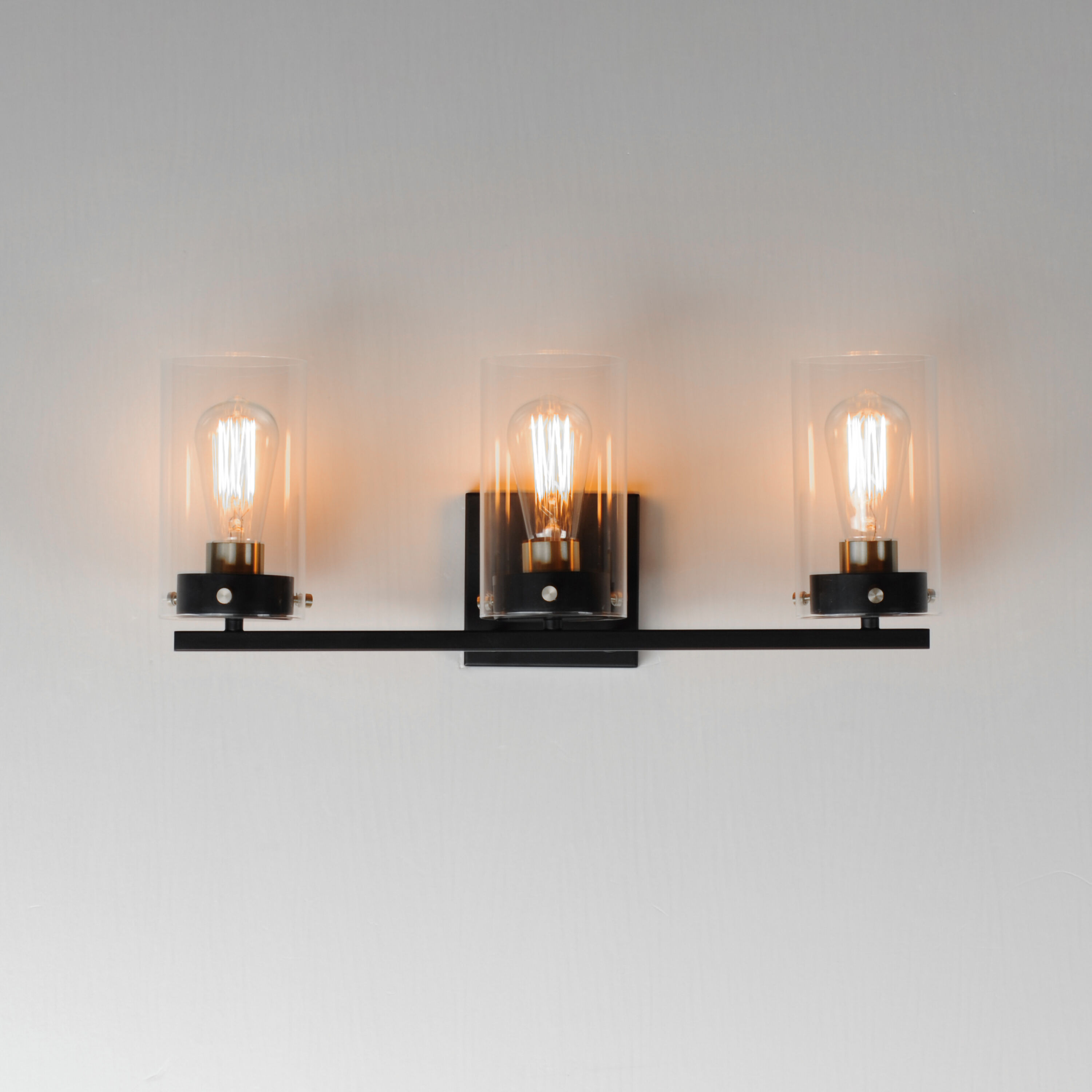 Pinn 3 Light 21 inch Black/Satin Brass Bath Vanity Wall Light
