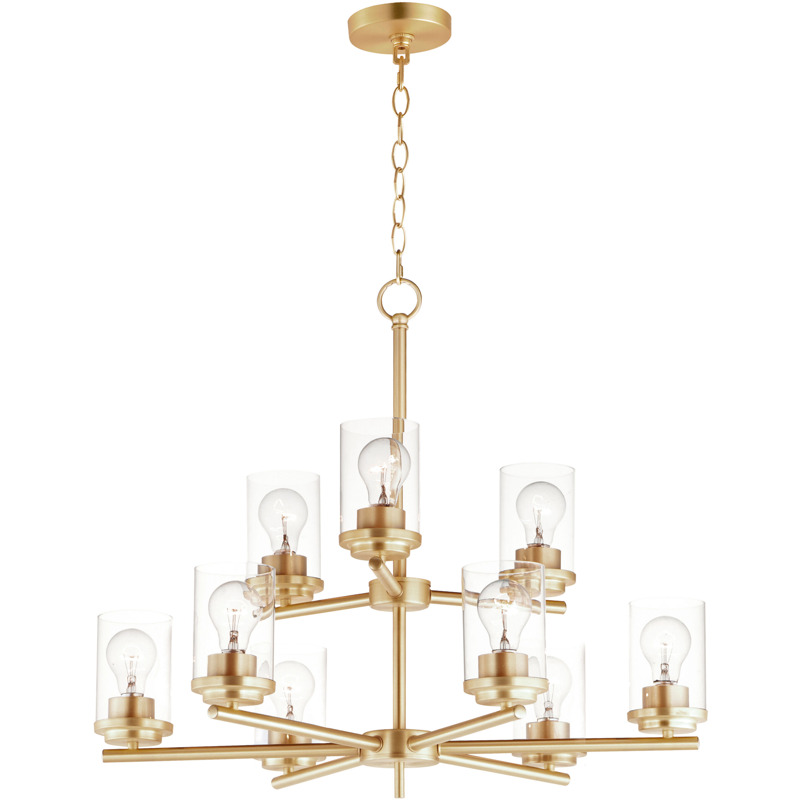 Corona 9 Light 28 inch Satin Brass Multi-Tier Chandelier Ceiling Light in Clear