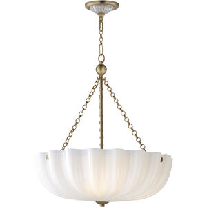 Bundt 3 Light 17.75 inch White and Natural Aged Brass Semi-Flush Mount Ceiling Light