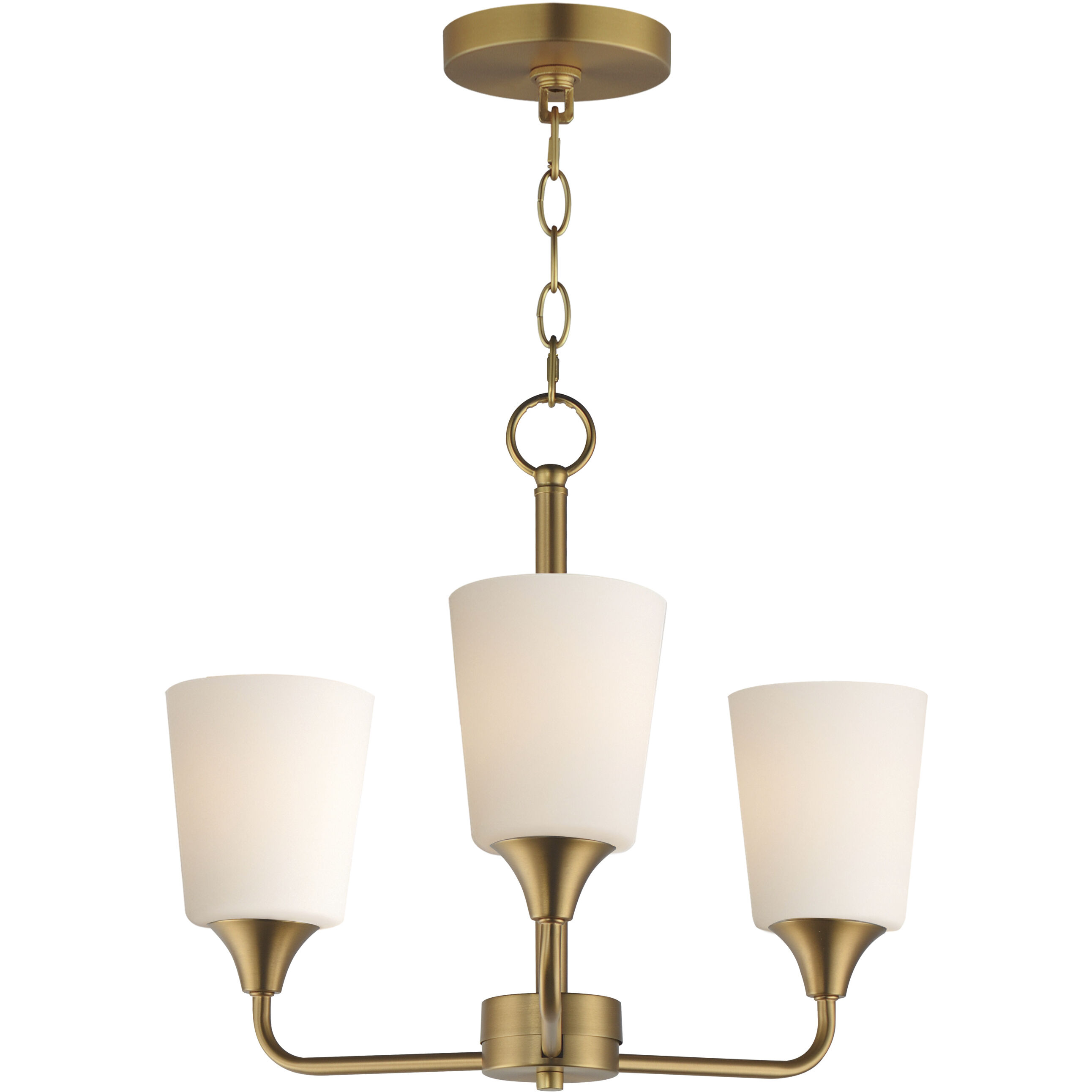Hudson 3 Light 19.75 inch Natural Aged Brass Single-Tier Chandelier Ceiling Light in Satin White
