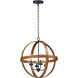 Compass 4 Light 22.5 inch Antique Pecan and Black Outdoor Pendant