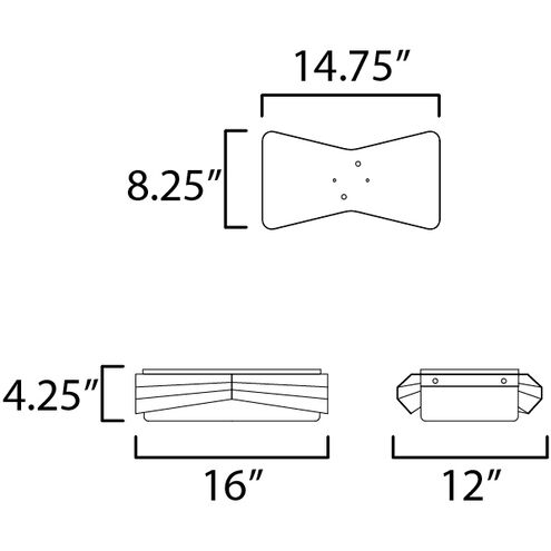 Rizzo 2 Light 16 inch Black and Antique Brass Flush Mount Ceiling Light