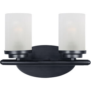 Corona 2 Light 12 inch Black Bath Vanity Wall Light in Frosted