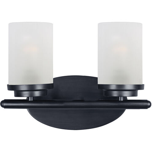 Corona 2 Light 12 inch Black Bath Vanity Wall Light in Frosted