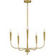 Vela 5 Light 24 inch Satin Brass Single-Tier Chandelier Ceiling Light