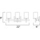 Tetra 3 Light 22 inch Polished Chrome Bath Vanity Wall Light in Satin White