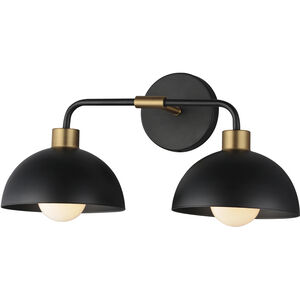 Thelonious 2 Light 19.25 inch Black and Natural Aged Brass Bath Vanity Wall Light