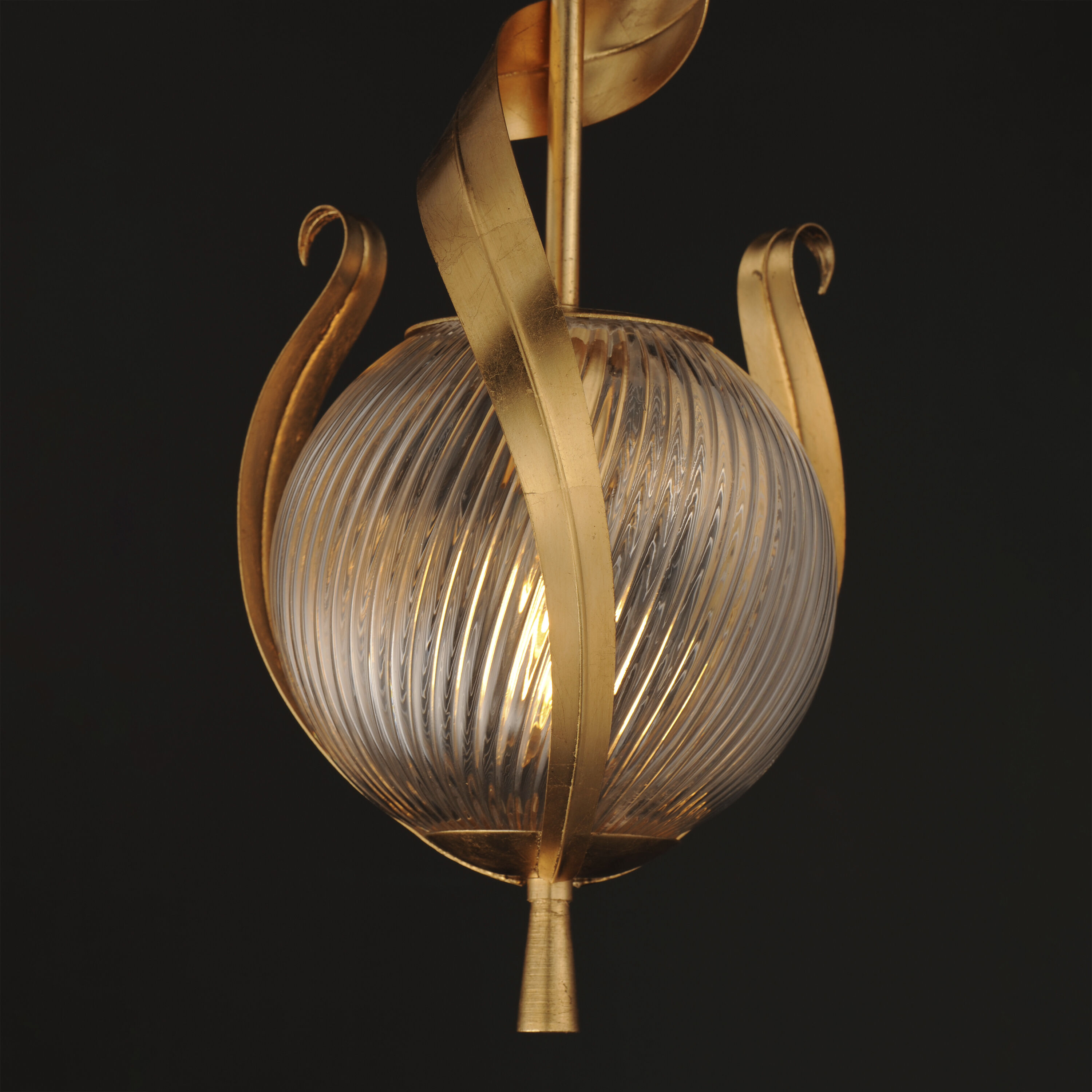 Firenze 1 Light 9.25 inch Gold Leaf Single Pendant Ceiling Light in Clear Ribbed