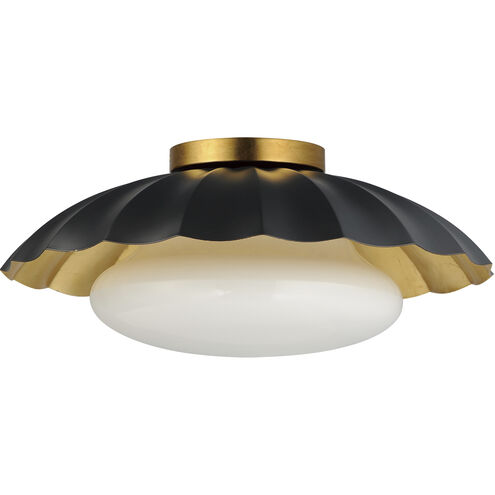 Primrose 1 Light 16 inch Black and Gold Leaf Flush Mount Ceiling Light