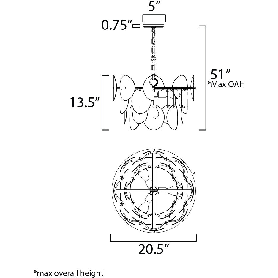 Isla 4 Light 20.5 inch Natural Aged Brass Mini Chandelier Ceiling Light