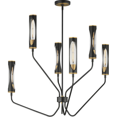 Regent LED 36 inch Black and Antique Brass Multi-Tier Chandelier Ceiling Light